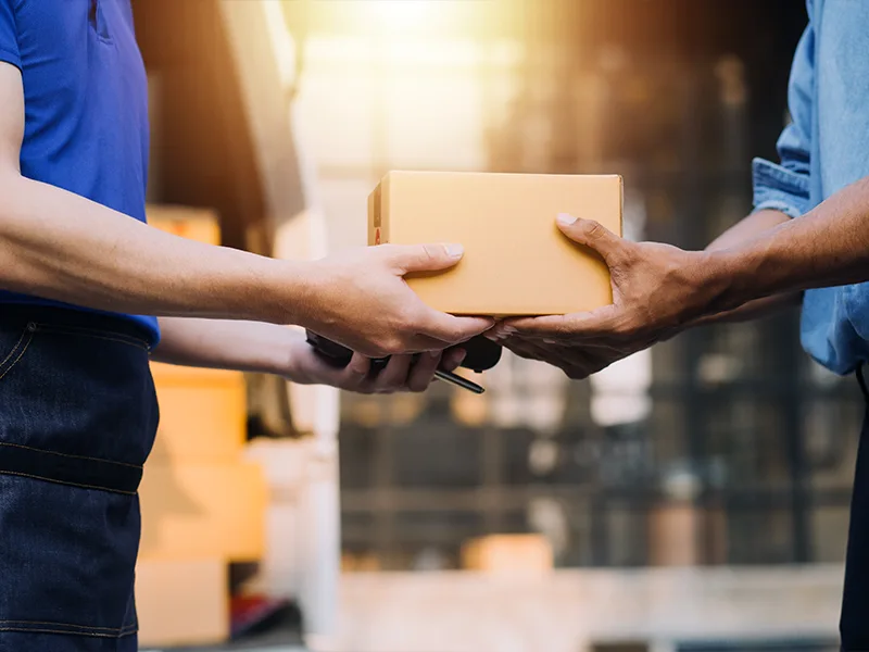 Industrial parts delivery between supply chain partners in warehouse